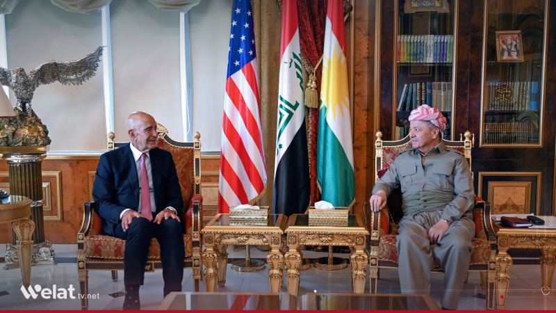 Serok Barzanî û Tom Barrack civiyan