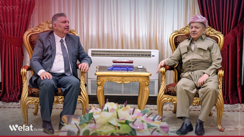 Serok Barzanî û kesayetiya siyasî ya Sûrî Mehmûd El-Muslit civiyan